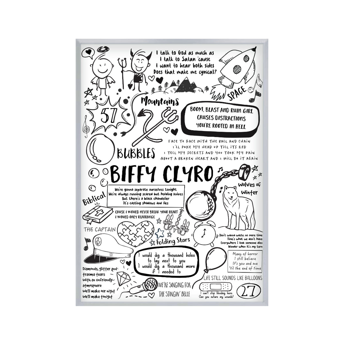 Biffy Clyro Song Lyric Album Print