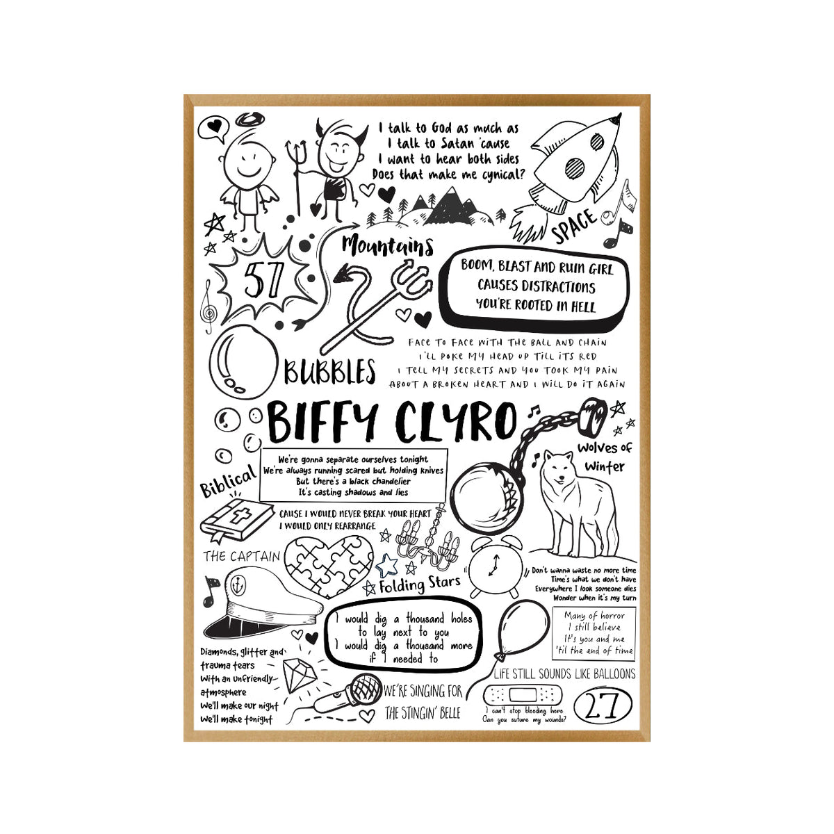 Biffy Clyro Song Lyric Album Print