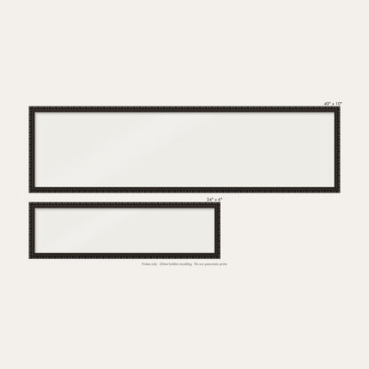 Black bobbin panoramic frame shown in both sizes, 24" x 6" and 40" x 10"