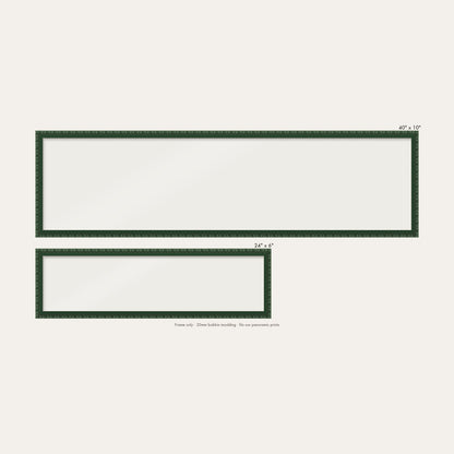 Dark Green bobbin panoramic frame shown in both sizes, 24" x 6" and 40" x 10"