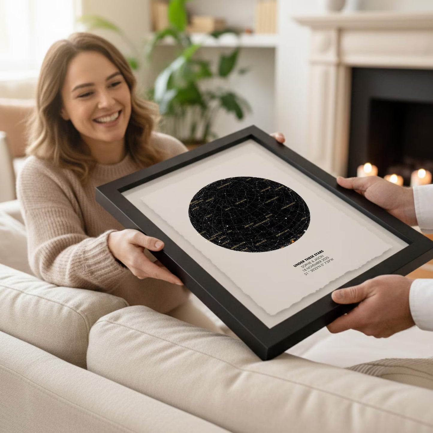 Personalized Star Map Print Print Float Mounted Frame