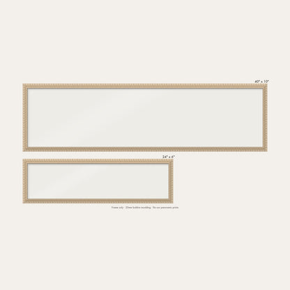 Cream bobbin panoramic frame shown in both sizes, 24" x 6" and 40" x 10"