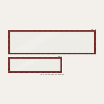 Dark Red bobbin panoramic frame shown in both sizes, 24" x 6" and 40" x 10"