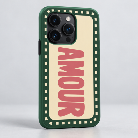Amour Original Protective Case, matte, on iPhone 15 Pro. Digital product preview.
