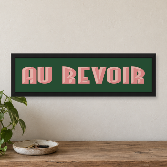 Au Revoir Panoramic Print — close lifestyle view, matt black wood