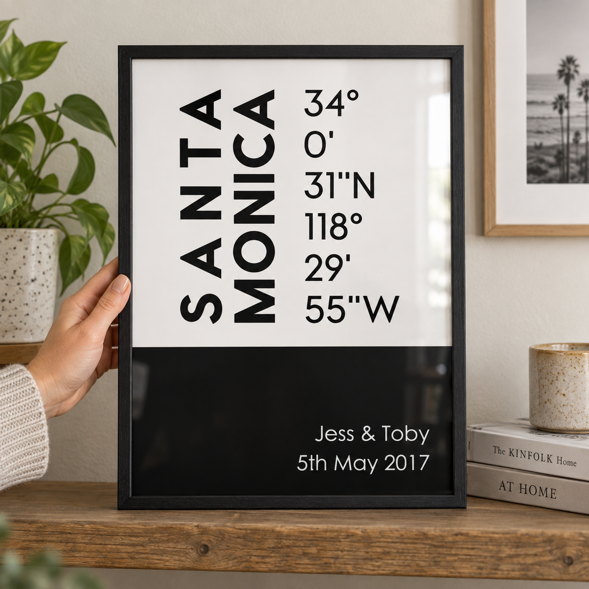 Personalized Coordinates Location Print in a room setting