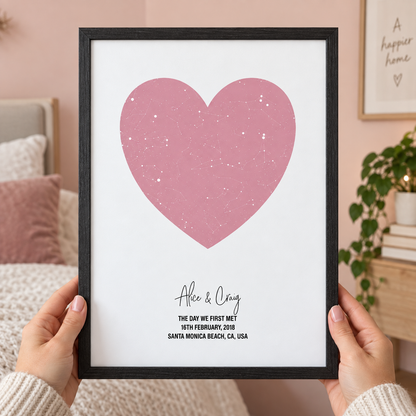 Personalized Heart Star Map Print in a room setting