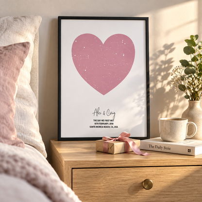 Personalized Heart Star Map Print in a room setting