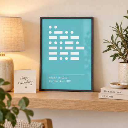 Personalized Morse Code Message Print in a room setting
