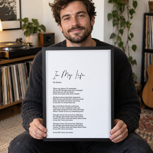 Personalized Song Lyrics Print in a room setting