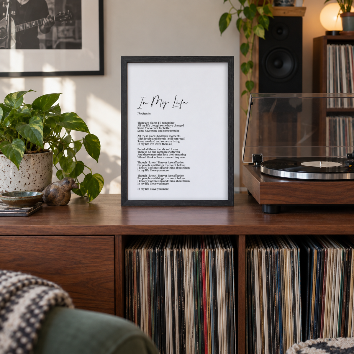 Personalized Song Lyrics Print in a room setting