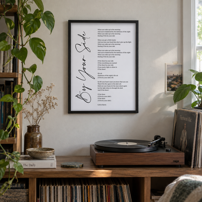 Personalized Song Lyrics Script Print in a room setting