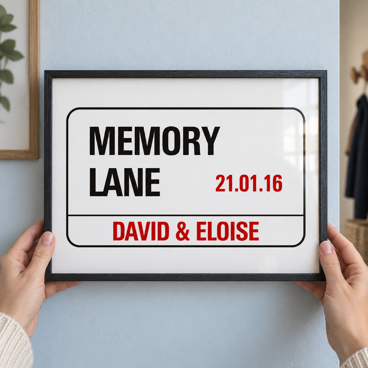 Personalized London Street Sign Print in a room setting
