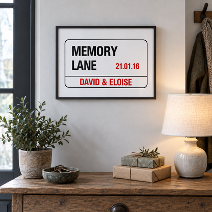 Personalized London Street Sign Print in a room setting