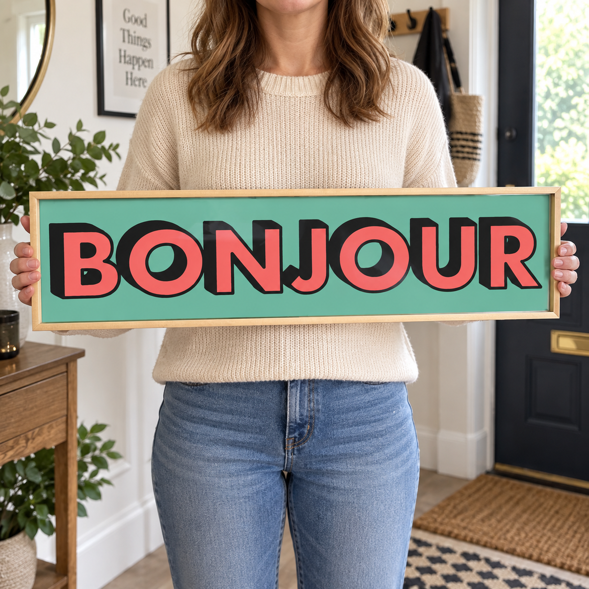 Bonjour Panoramic Print in a room setting