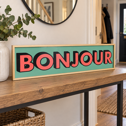 Bonjour Panoramic Print in a room setting