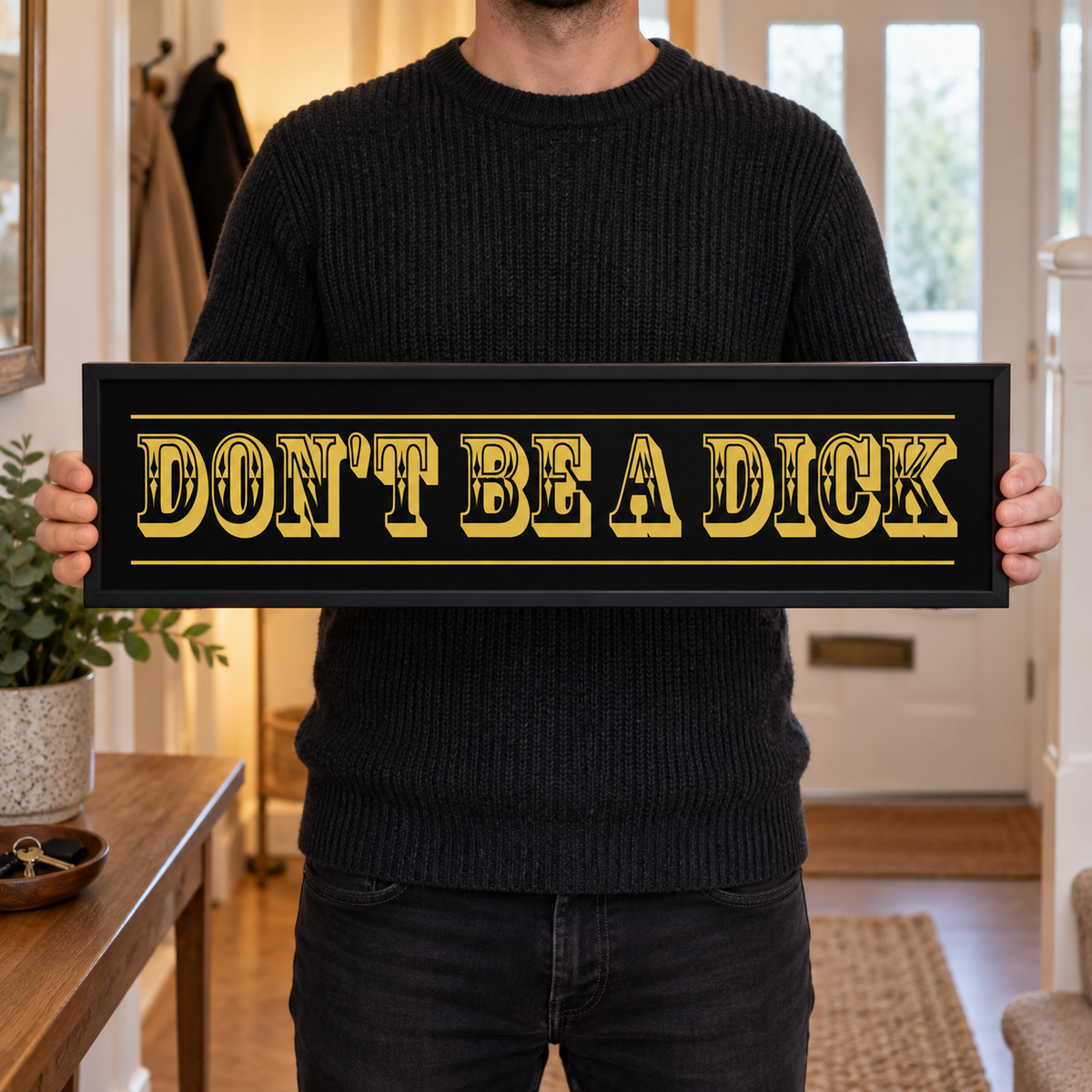 Don't Be A Dick Panoramic Print in a room setting