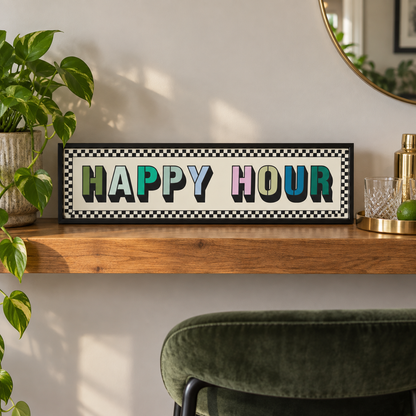 Happy Hour Panoramic Print in a room setting