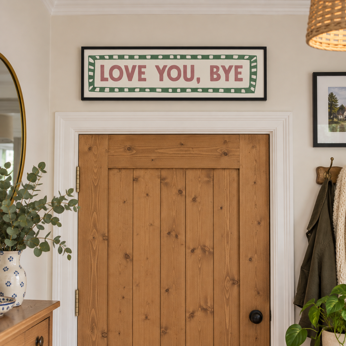 Love You, Bye Panoramic Print in a room setting