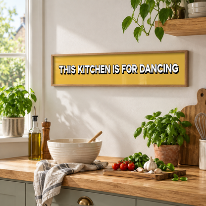 This Kitchen Is For Dancing Panoramic Print in a room setting