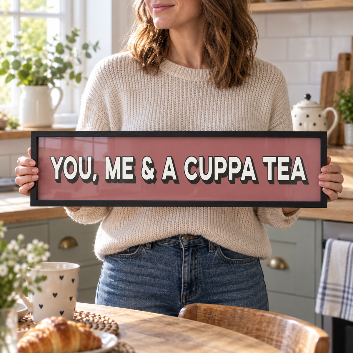You, Me & A Cuppa Tea Panoramic Print in a room setting