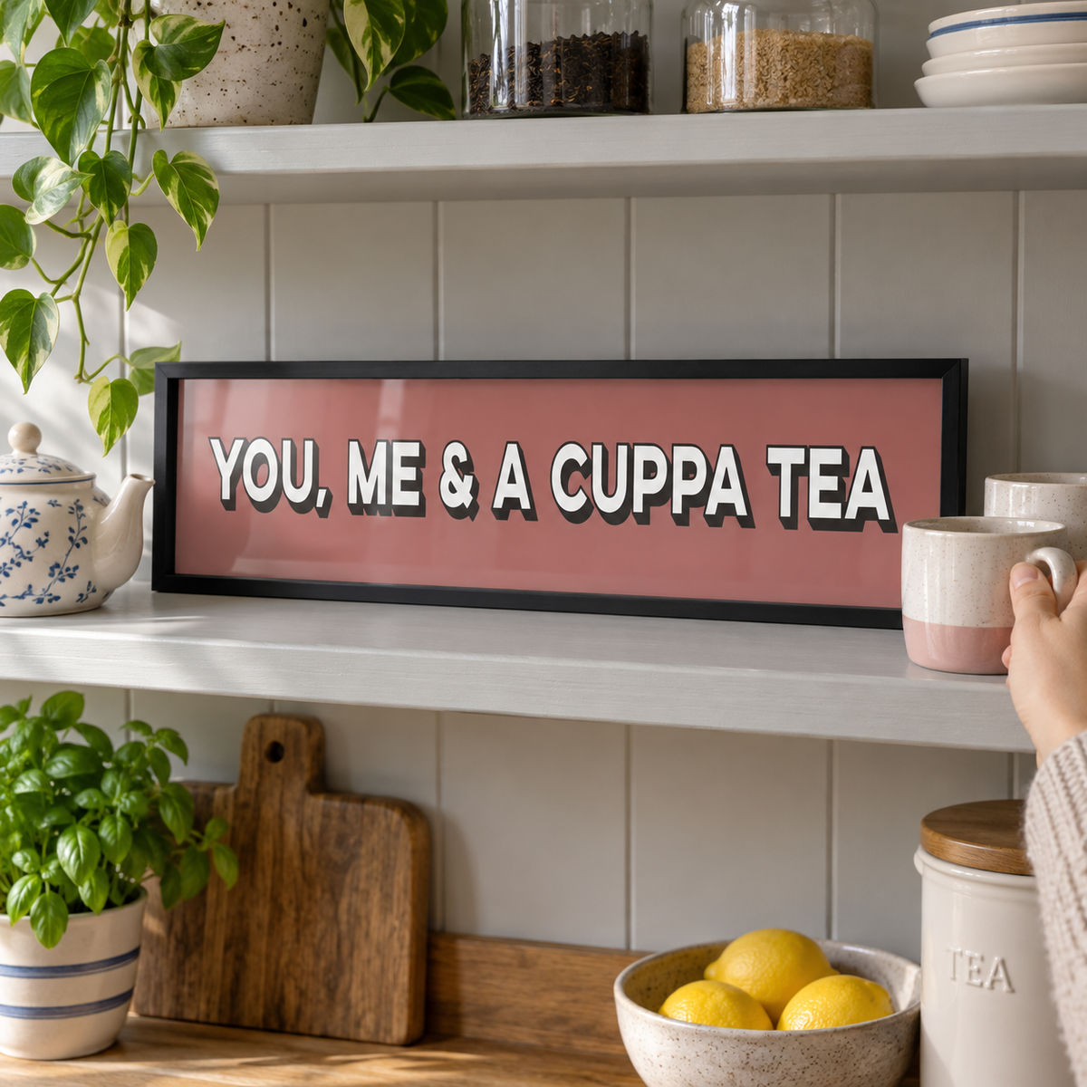 You, Me & A Cuppa Tea Panoramic Print in a room setting