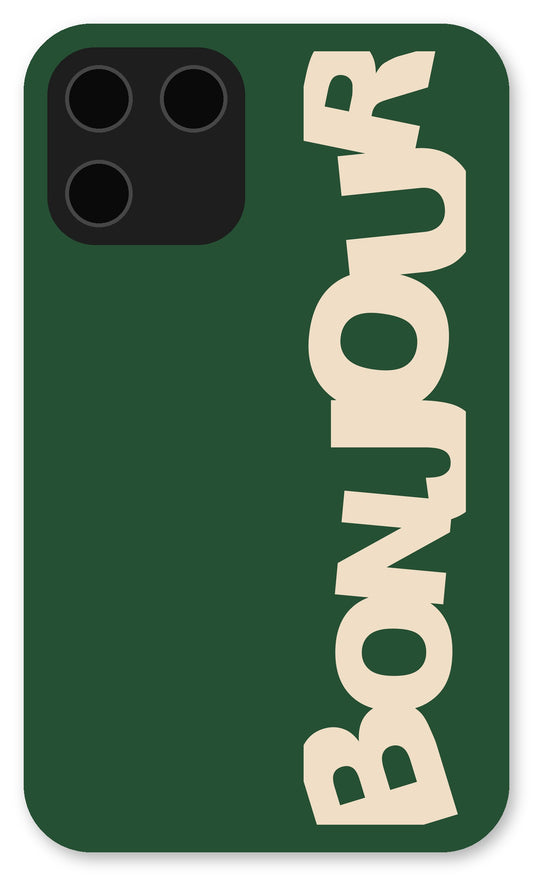 Bonjour Phone Case on an iPhone 17