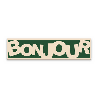 Bonjour Retro panoramic print, unframed