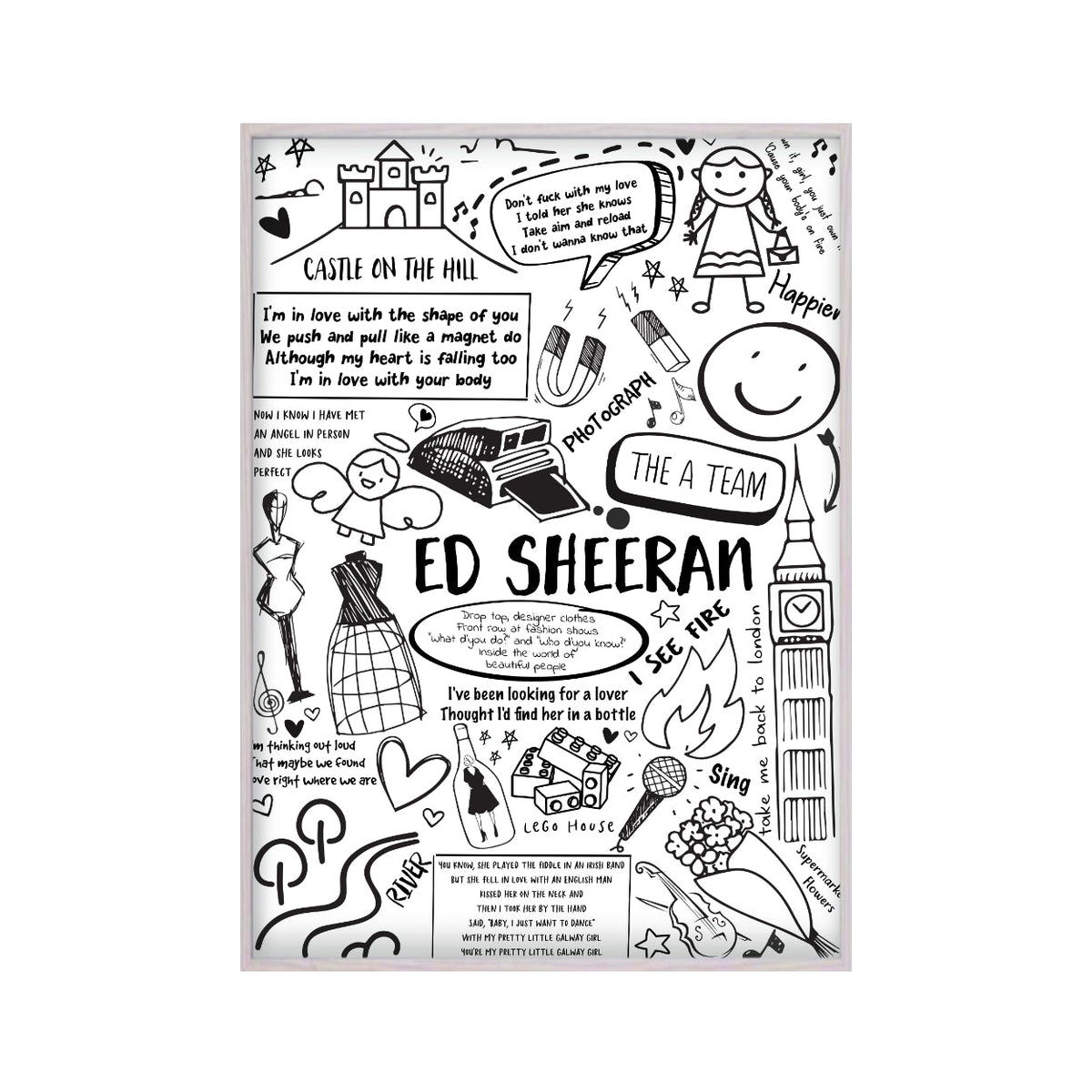 Ed Sheeran Song Lyric Album Print