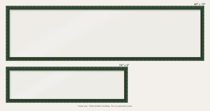 Dark Green bobbin panoramic frame shown in both sizes, 24" x 6" and 40" x 10"