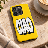Ciao Original Protective Case, matte, on iPhone 15 Pro in an illustrative lifestyle setting.