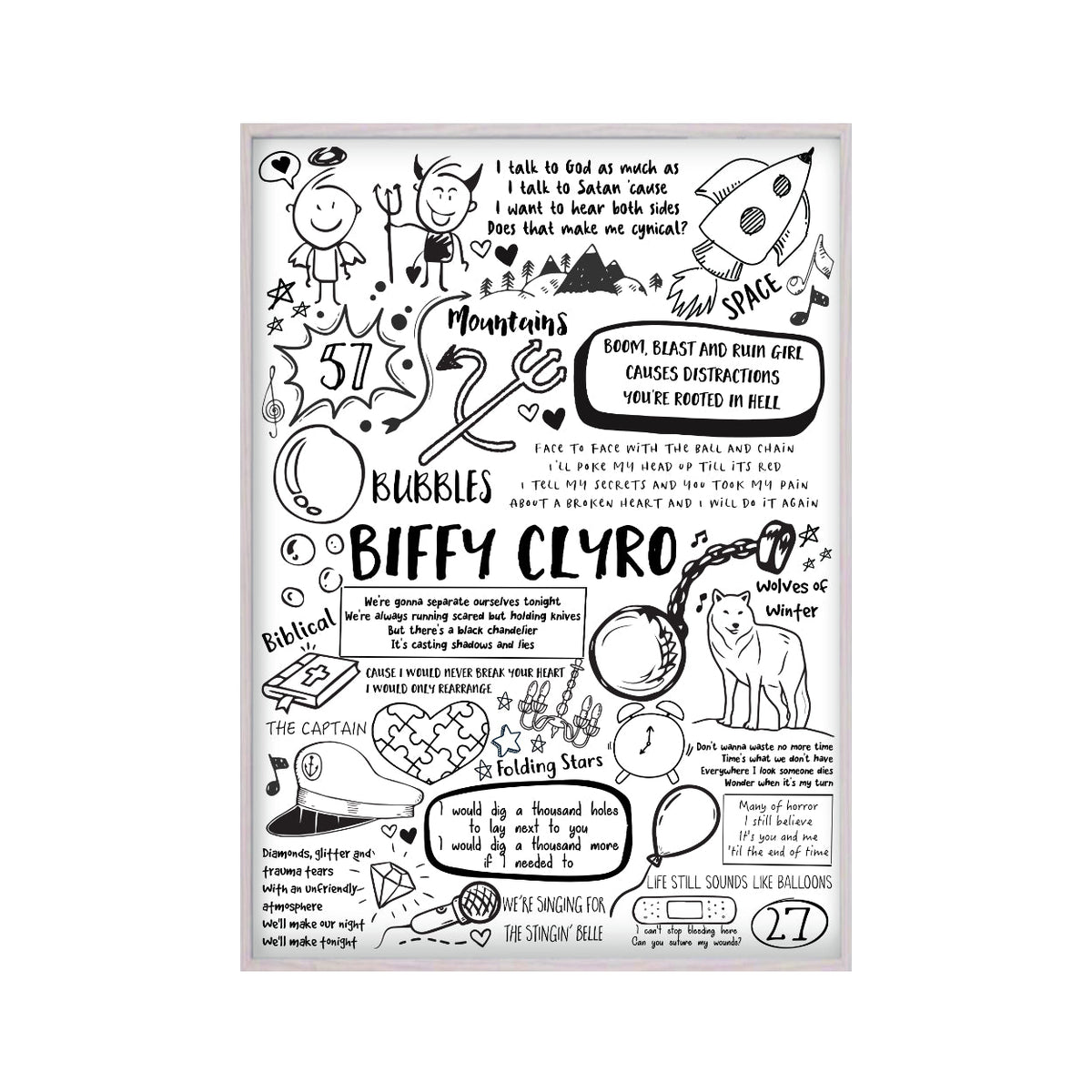 Biffy Clyro Song Lyric Album Print