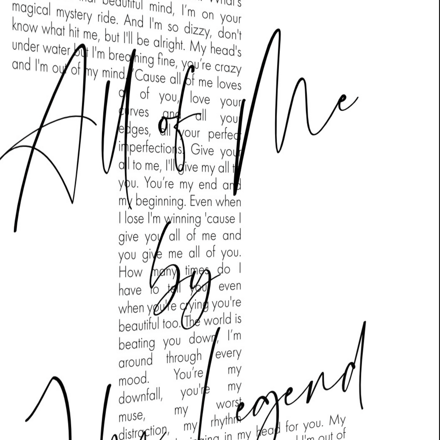 Personalized Song Lyrics Number Print