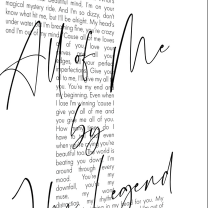 Personalized Song Lyrics Number Print