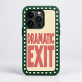 Dramatic Exit Original Protective Case, matte, rear view on iPhone 15 Pro. Digital product preview.