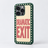 Dramatic Exit Original Slim Case, matte, angled view on iPhone 15 Pro. Digital product preview.
