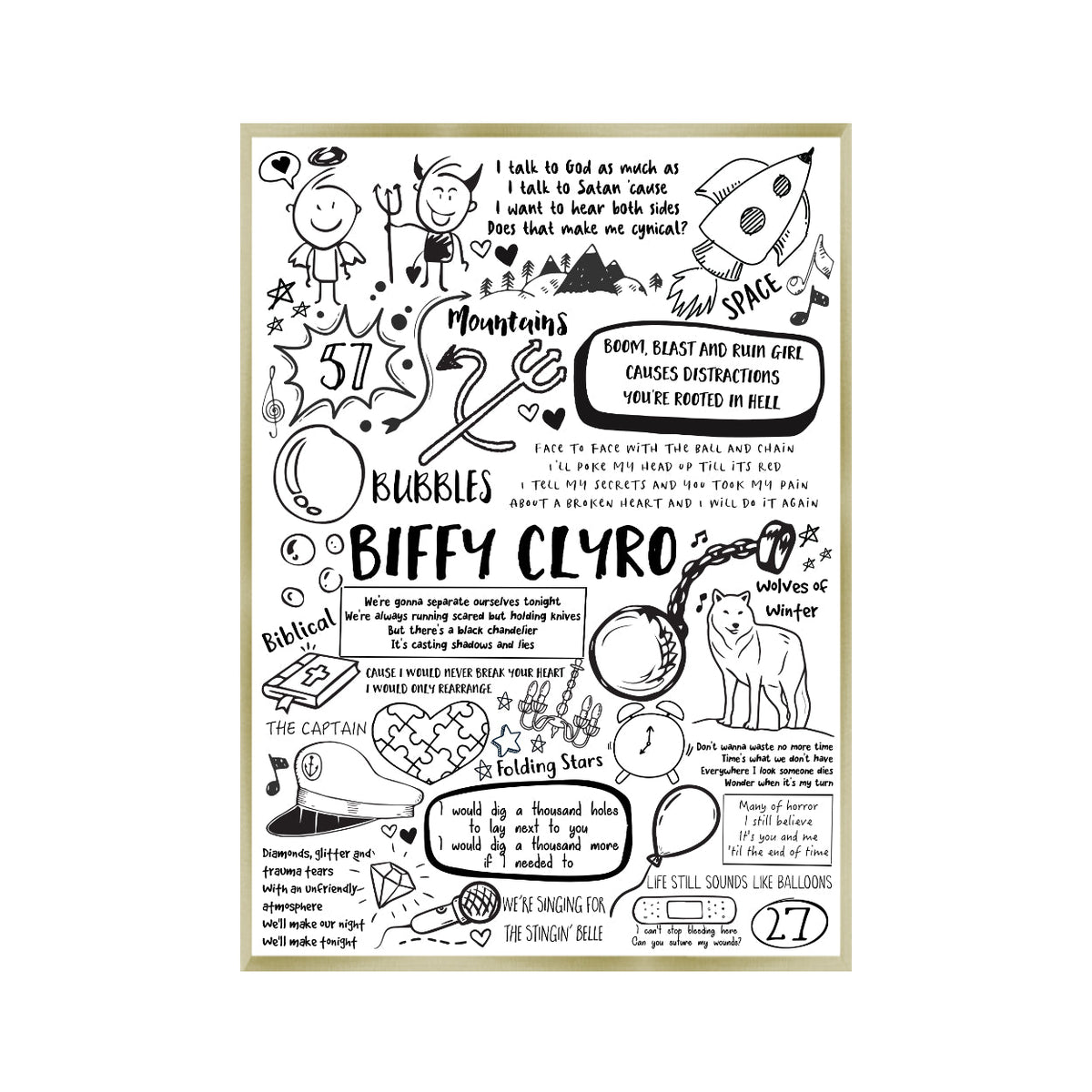 Biffy Clyro Song Lyric Album Print