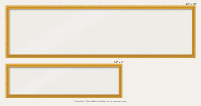 Yellow bobbin panoramic frame shown in both sizes, 24" x 6" and 40" x 10"