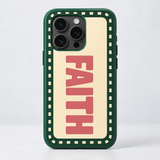 Faith Original Protective Case, matte, rear view on iPhone 15 Pro. Digital product preview.