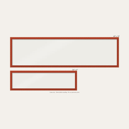 Red bobbin panoramic frame shown in both sizes, 24" x 6" and 40" x 10"