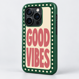 Good Vibes Original Protective Case, gloss, on iPhone 15 Pro. Digital product preview.