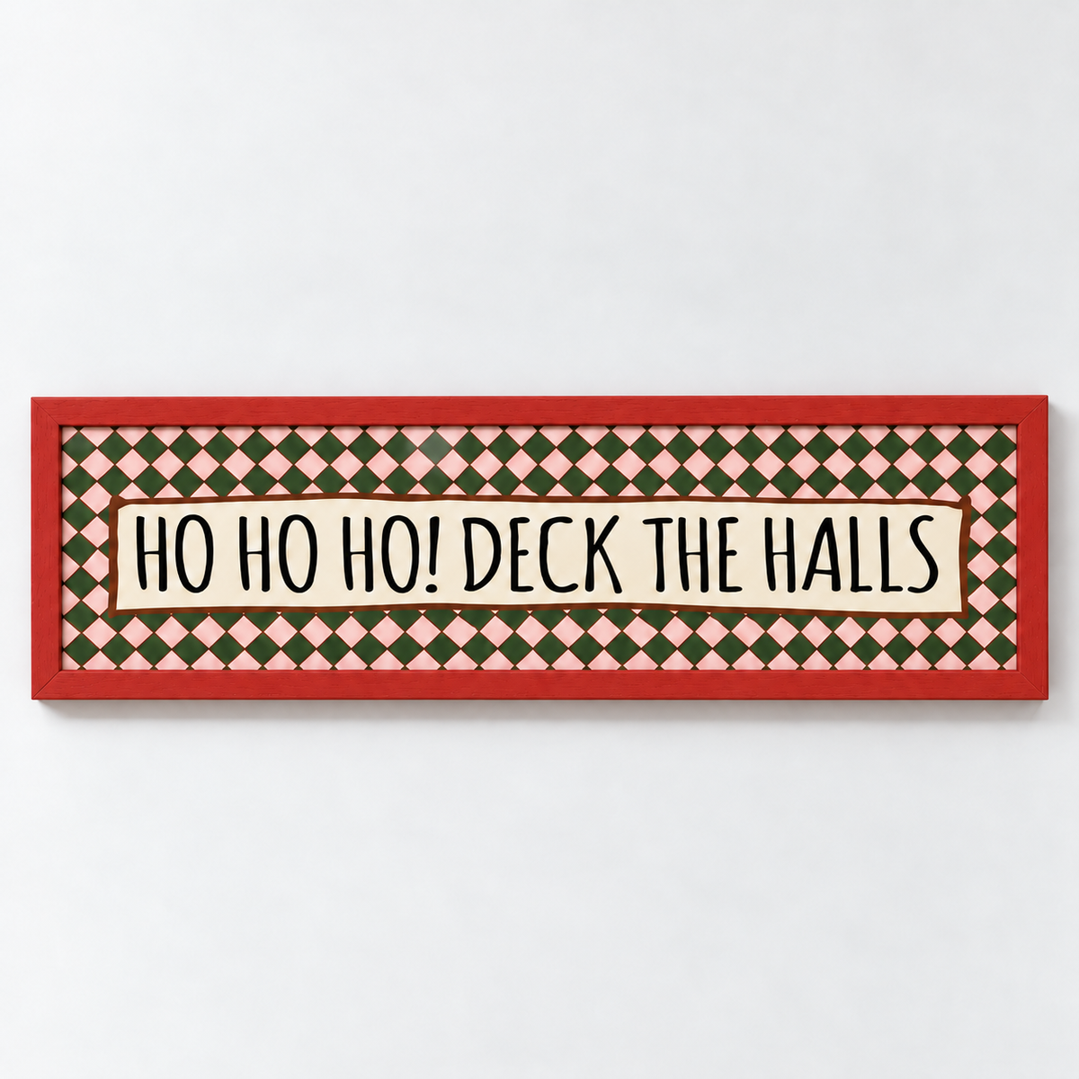Ho Ho Ho! Deck The Halls Panoramic Print — frame red