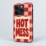 Hot Mess Original Protective Case, gloss, on iPhone 15 Pro. Digital product preview.