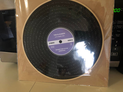 Customer photo — Personalised Song Lyrics Vinyl Record Cotton Canvas Circular Frame