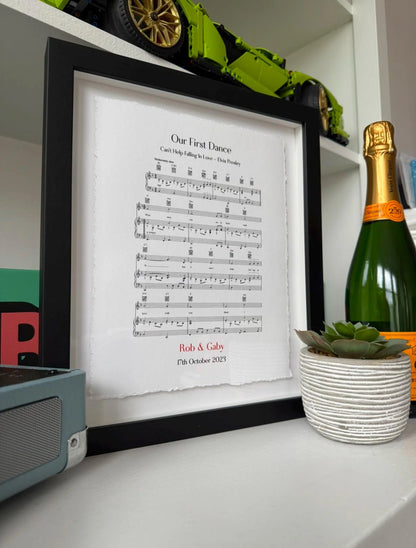 Personalized Sheet Music Print | Custom Float Mount Frame Option