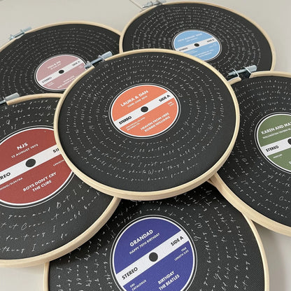 Personalized Song Lyrics Vinyl Record Cotton Canvas Circular Frame