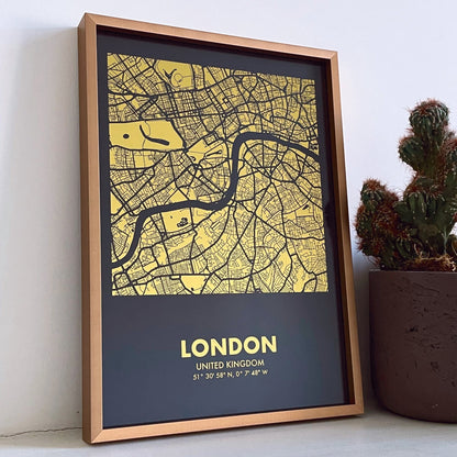 Custom Gold Foil Map Print | Personalised Location Art