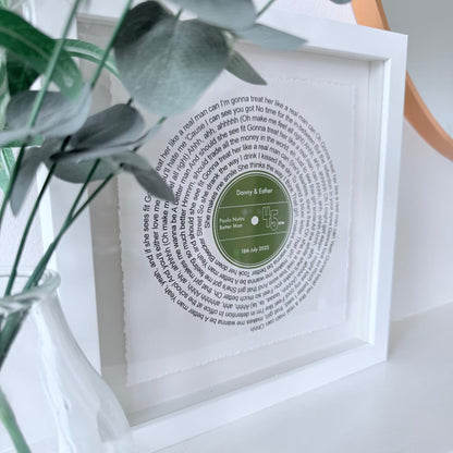 Personalized Song Lyrics Vinyl Record Float Mounted Frame