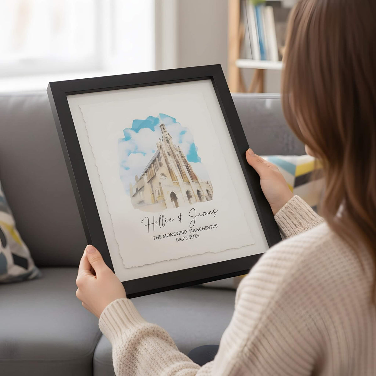 Personalized Wedding Venue Watercolor Print Float Mounted Frame