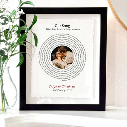 Personalized Song Lyrics Photo Print Float Mounted Frame